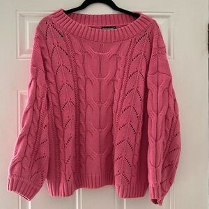 PrettyGuide Pink Cableknit Sweater size M
